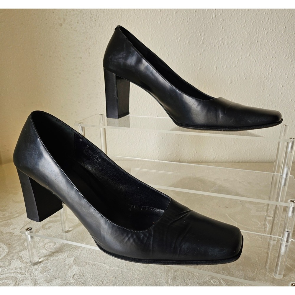 Coach - Malorie Do – Italian Made – Black Leather Square Toe Heels – Size 8 - Picture 9 of 9